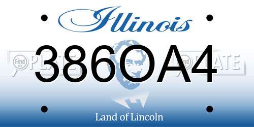 386OA4 Illinois License Plate