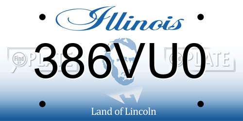 386VU0 Illinois License Plate