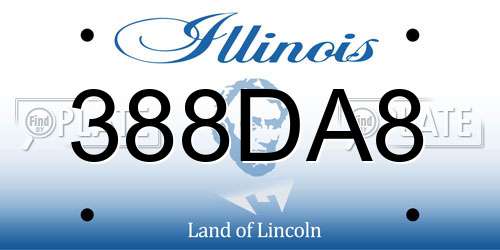 388DA8 Illinois License Plate