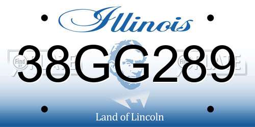38GG289 Illinois License Plate