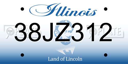 38JZ312 Illinois License Plate