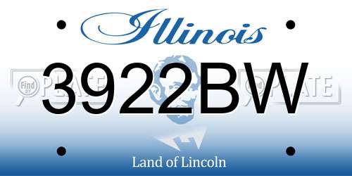 3922BW Illinois License Plate