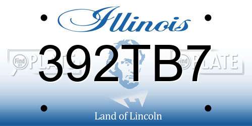 392TB7 Illinois License Plate