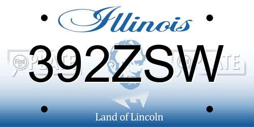 392ZSW Illinois License Plate