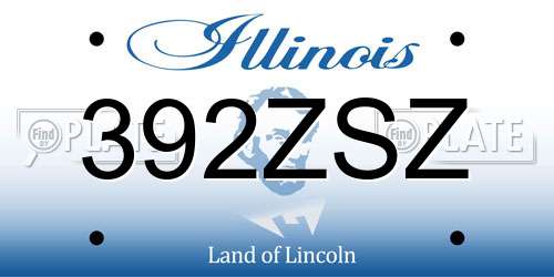 392ZSZ Illinois License Plate