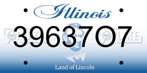 39637O7 Illinois License Plate