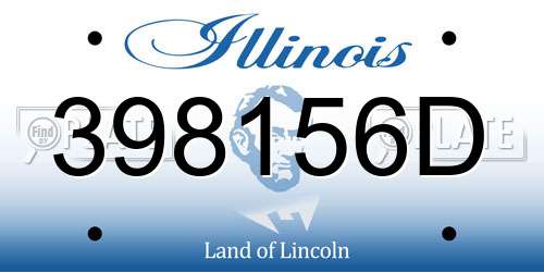 398156D Illinois License Plate