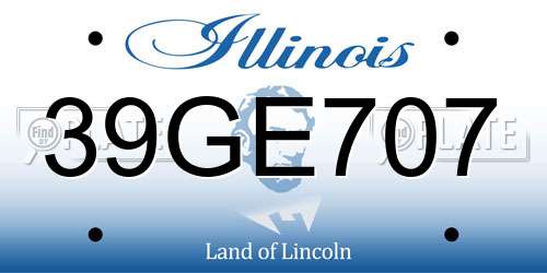 39GE707 Illinois License Plate