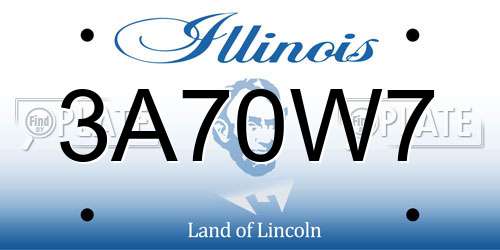 3A70W7 Illinois License Plate