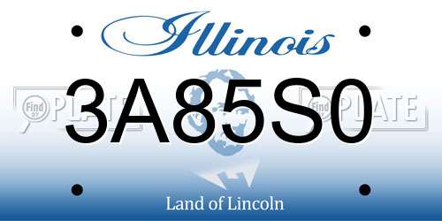 3A85S0 Illinois License Plate