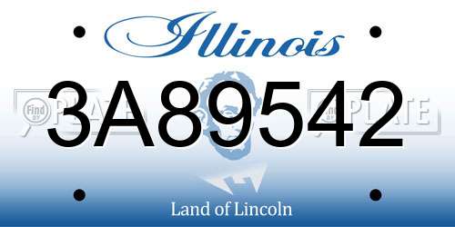 3A89542 Illinois License Plate