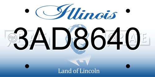 3AD8640 Illinois License Plate