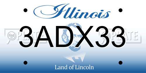 3ADX33 Illinois License Plate