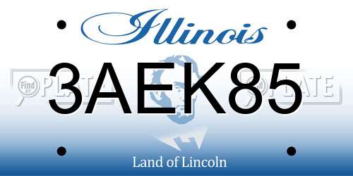 3AEK85 Illinois License Plate