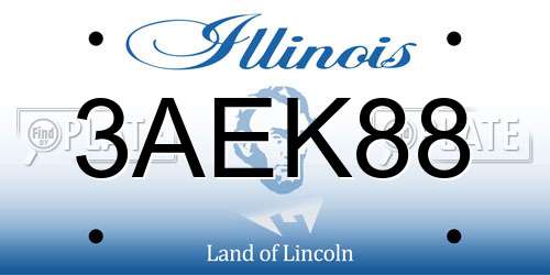 3AEK88 Illinois License Plate