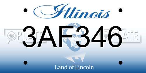 3AF346 Illinois License Plate