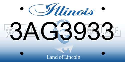 3AG3933 Illinois License Plate