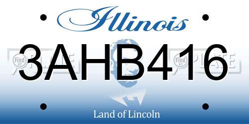 3AHB416 Illinois License Plate