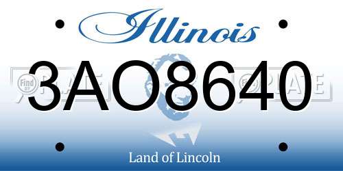 3AO8640 Illinois License Plate