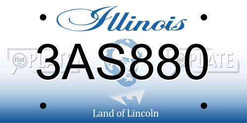 3AS880 Illinois License Plate