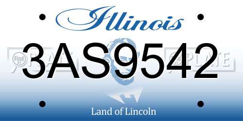 3AS9542 Illinois License Plate