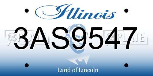 3AS9547 Illinois License Plate