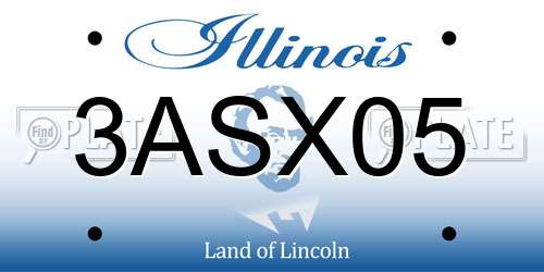 3ASX05 Illinois License Plate