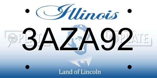 3AZA92 Illinois License Plate
