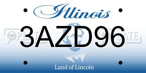 3AZD96 Illinois License Plate