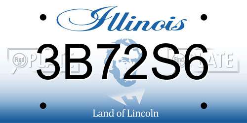3B72S6 Illinois License Plate