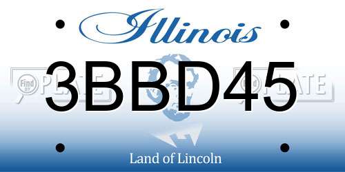 3BBD45 Illinois License Plate