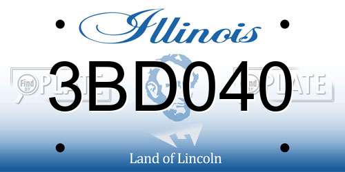 3BD040 Illinois License Plate