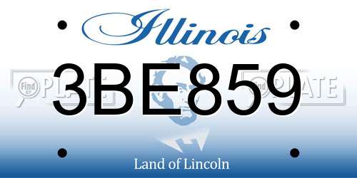 3BE859 Illinois License Plate