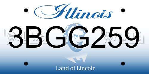 3BGG259 Illinois License Plate