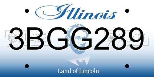 3BGG289 Illinois License Plate
