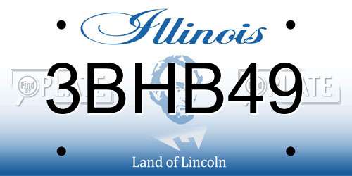 3BHB49 Illinois License Plate