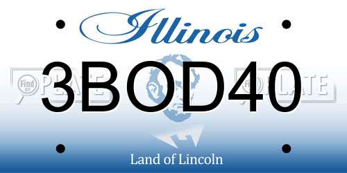3BOD40 Illinois License Plate