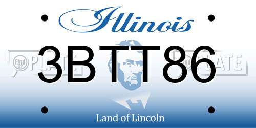 3BTT86 Illinois License Plate
