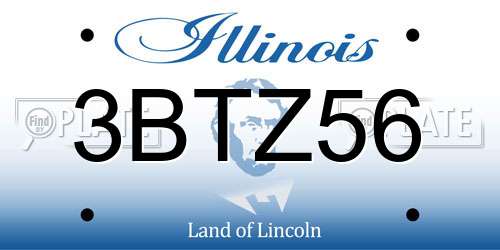 3BTZ56 Illinois License Plate