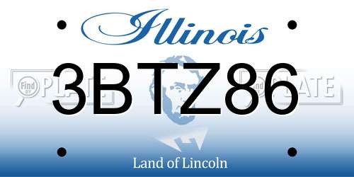 3BTZ86 Illinois License Plate
