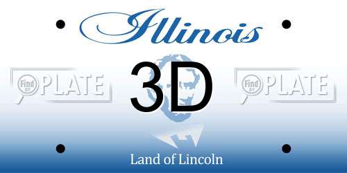 3D Illinois License Plate