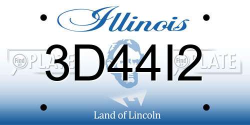 3D44I2 Illinois License Plate