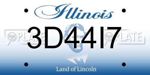 3D44I7 Illinois License Plate