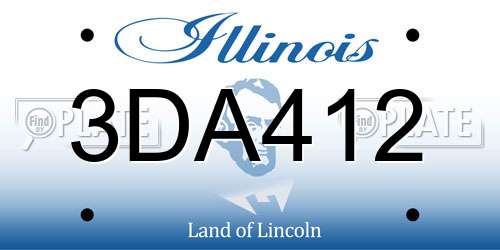 3DA412 Illinois License Plate
