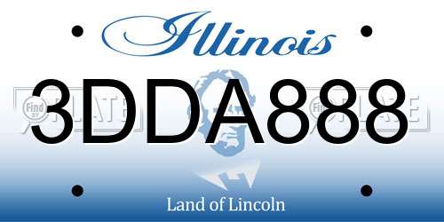 3DDA888 Illinois License Plate