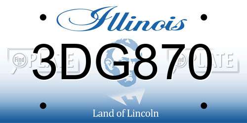 3DG870 Illinois License Plate