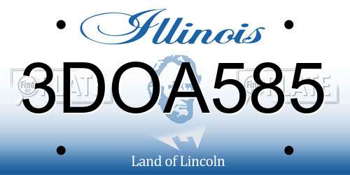 3DOA585 Illinois License Plate