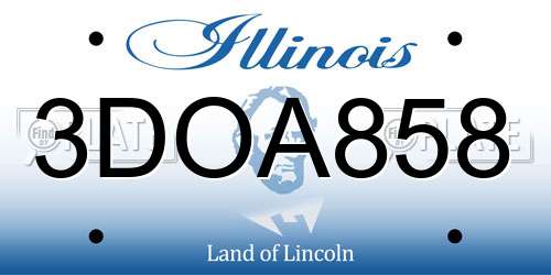 3DOA858 Illinois License Plate