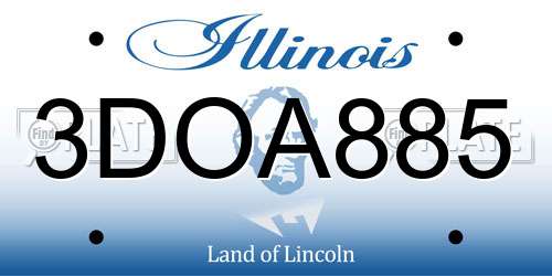 3DOA885 Illinois License Plate