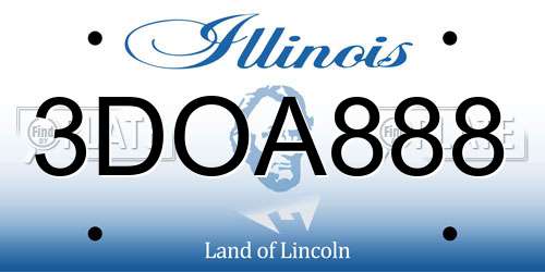3DOA888 Illinois License Plate